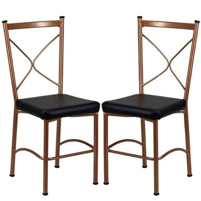 2 Cadeira Buffet Em Alumínio Para Cozinha, Restaurante, Bronze Com Preto