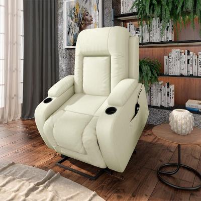 Poltrona Do Papai Reclinável Massagem E Aquecimento 150° 2 Porta Copos Mark Pu Bege G31