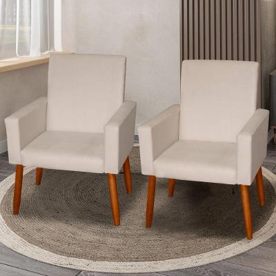 Kit 2 Poltronas Decorativas Mel Suede Bege Dal Poz Estofados
