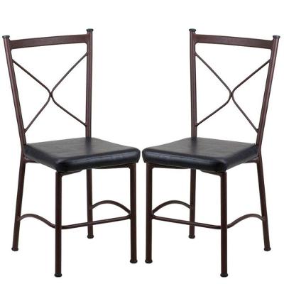 2 Cadeira Buffet Em Alumínio Para Cozinha, Restaurante, Preto