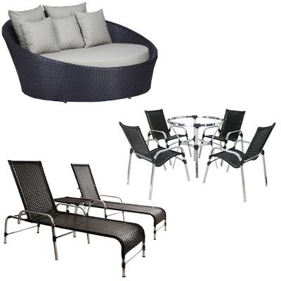 4 Cadeiras + 2 Mesa + 2 Espreguiçadeiras + 1 Chaise Trama Preto