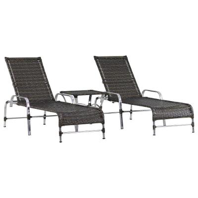Kit 2 Cadeiras Espreguiçadeiras Catar E Mesa Garden Trama Pedra Ferro