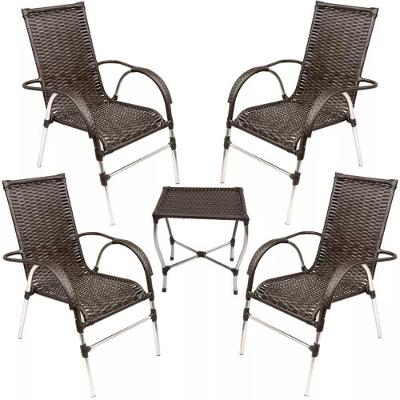 Kit 4 Cadeiras Vênus E Mesa De Centro Garden  Pedra Ferro