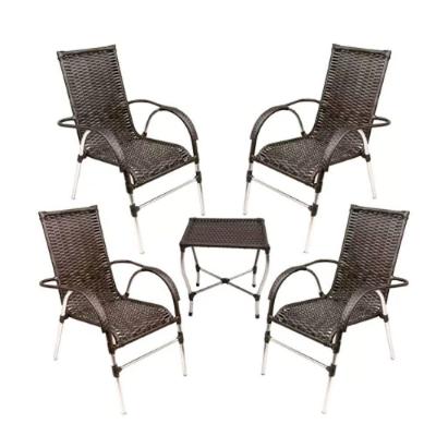 Kit 4 Cadeiras Vênus E Mesa De Centro Garden  Pedra Ferro