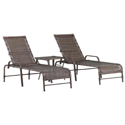 Kit 2 Espreguiçadeiras Catar Pintura Mesa Piscina Alumínio Pedra Ferro