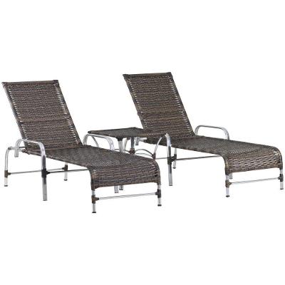 Kit 2 Espreguiçadeiras Catar E Mesa Garden  Argila