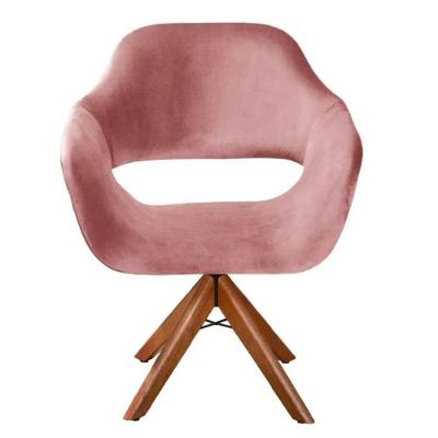 Poltrona Decorativa Zara Pé Giratório Em Madeira Rose