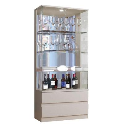 Cristaleira 2 Portas De Vidro 2 Gavetas E 3 Prateleiras Off White