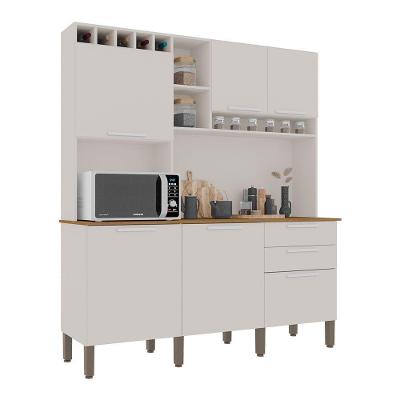 Armário De Cozinha New Topazio 6 Portas 2 Gavetas Salleto Branco