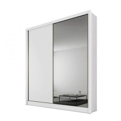 Guarda Roupa Solteiro Virtus Com Espelho Mdf 3 Gavetas Branco