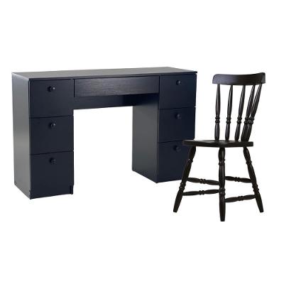 Mesa de Escritório Ditália 7 Gavetas com Cadeira Pe-100 Preto