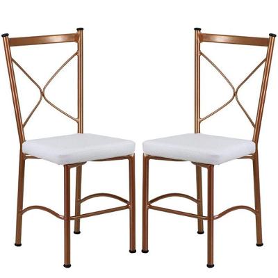 2 Cadeira Buffet Em Alumínio Para Cozinha, Restaurante, Bronze Com Branco