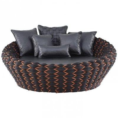 Chaise Munique Tricô Náutico Jardim Piscina Preto