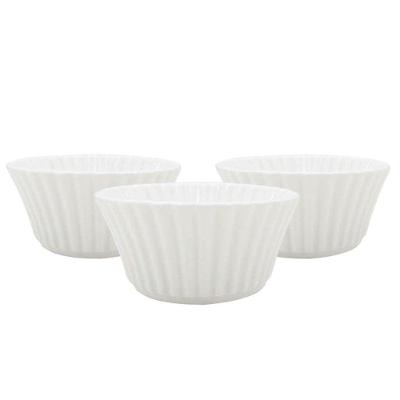 Jogo De Ramequim Porcelana Branca 3 Peças 100ml