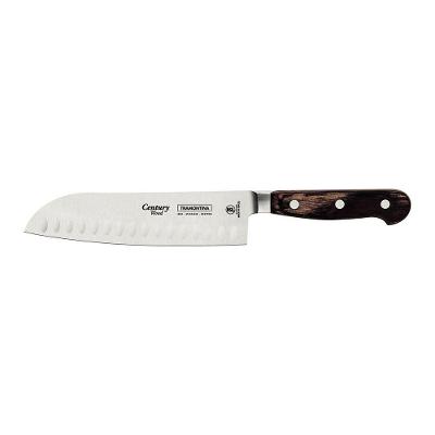 Faca Santoku Tramontina Century Wood Aço Inox Cabo De Madeira Tratada Castanho 7pol Tramontina