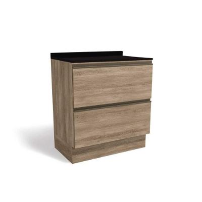 Gabinete de Cozinha Modulado Balcão Maxxi G755 2 Gavetas c/Tampo 80cm Nogal/Preto - Kappesberg