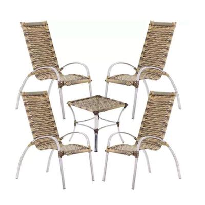 Jogo De 4 Cadeiras E Mesa Em Alumínio Garden  Capuccino