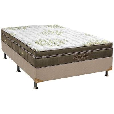 Cama Box Casal: Colchão Molas Ortobom SuperPocket Gold Ultragel + Base CRC Suede Bege(138x188)