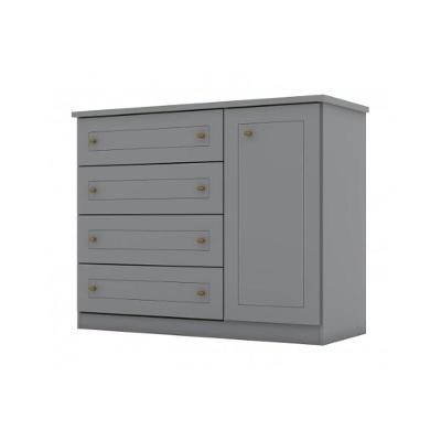 Cômoda de Quarto Americana c/ 1 Porta e 4 Gavetas Cinza - Henn