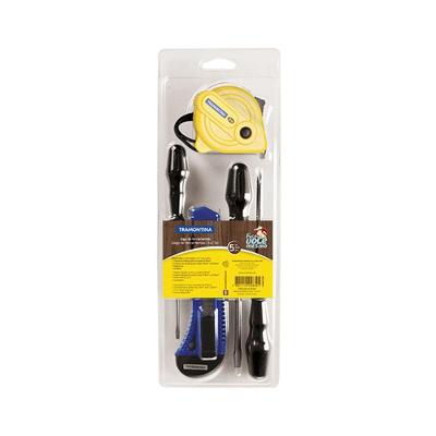 Kit De Ferramentas Com Trena Estilete E Chaves De Fenda Para Uso Doméstico 5pçs - Tramontina