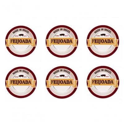 Conjunto De Pratos Fundo De Porcelana Feijoada Premium 6pçs - Oxford