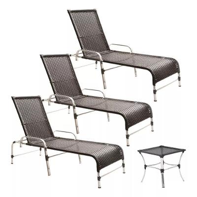 3 Espreguiçadeiras E Mesa Para Piscina, área, Varanda Trama Preto