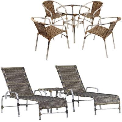 4 Cadeiras E Mesa Floripa Com 2 Espreguiçadeiras Catar Capuccino