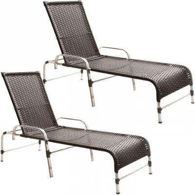2 Espreguiçadeiras Catar Piscina Alumínio Trama Original Preto