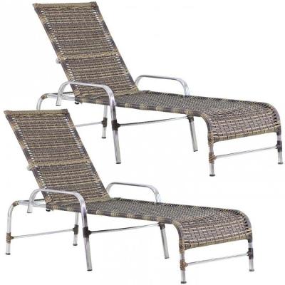 2 Espreguiçadeiras Catar Piscina Alumínio Trama Original Capuccino