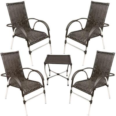 Jogo 4 Cadeiras E Mesa Para área E Jardim Trama Original Preto
