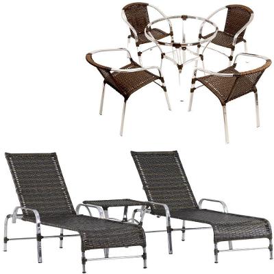 Kit Jogo De 4 Cadeiras E Mesa Floripa Trama Original Pedra Ferro