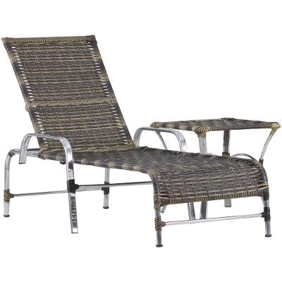 Espreguiçadeira Catar E Mesa Piscina Alumínio Trama Original Capuccino