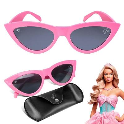 Oculos Sol Infantil Barbie Rosa Premium Protecao + Case Presente Criança Verao Pink Praia Original