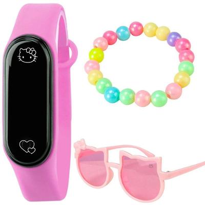 Oculos Sol + Relogio Digital Led Rosa Infantil  Qualidade Premium Presente Prova Dagua