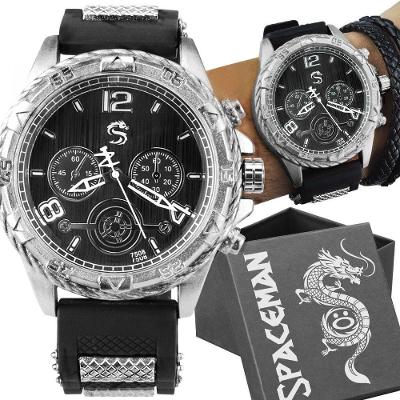 Relogio Masculino Grande  Aço Inox Prata + Caixa Preto Presente Pesado  Analogico