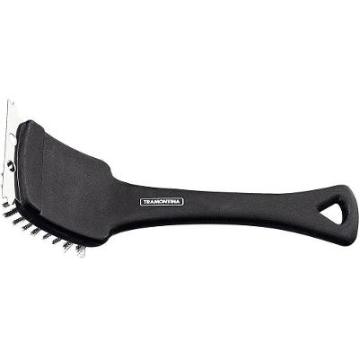 Escova Com Cerdas Em Aço Inox E Cabo De Polipropileno Para Churrasco Preta 21,6 Cm - Tramontina