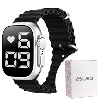 Relógio Digital Feminino Ultra Aço Inox Silicone Led + Caixa Preto  Garantia Prata Presente