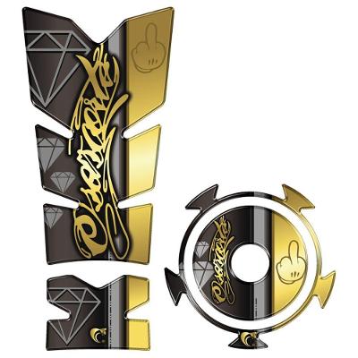 Kit Protetor Tanque E Bocal Adesivo Moto Yamaha Fx15 Ano 2022/2023 Dourado Cor Dourado