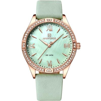 Relógio De Quartzo Feminino Estilo Casual Design Com Strass A Prova D´agua Verde