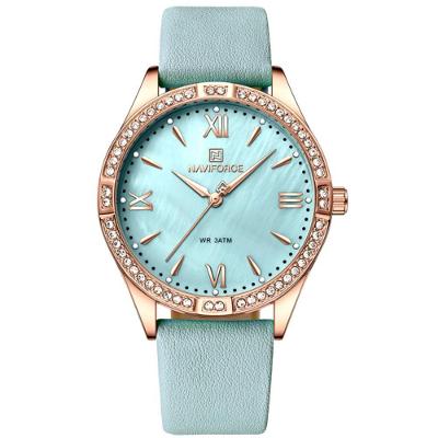 Relógio De Quartzo Feminino Estilo Casual Design Com Strass A Prova D´agua Azul Claro