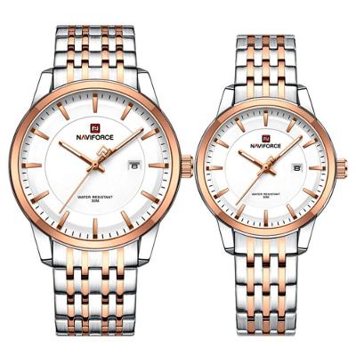Conjunto Relógio De Quartzo Data Automática Em Aço Inoxidável Impermeavel Branco Rose