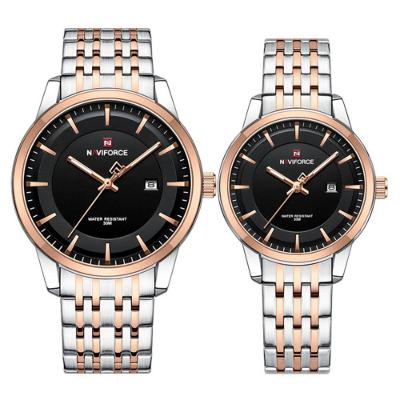 Conjunto Relógio De Quartzo Data Automática Em Aço Inoxidável Impermeavel Rose