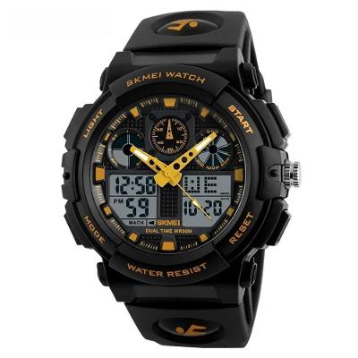 Relógio Esportivo Digital , à Prova D\'água, Com Cronógrafo Duplo, 50m Amarelo