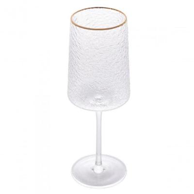 Taça Vinho De Cristal Martelado Petra Fio De Ouro 500ml Lyor