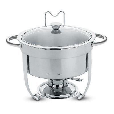 Rechaud Tramontina Redondo Em Aço Inox Banho Maria Com Suporte Para Tampa E Fogareiro 7 L