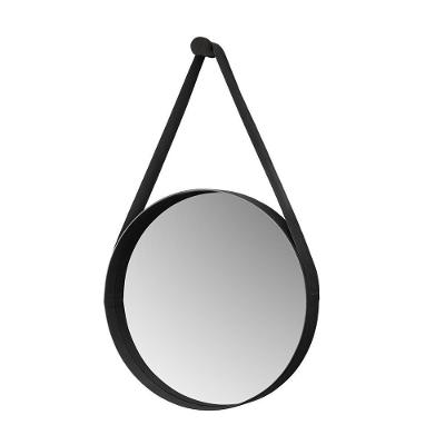 Espelho Decorativo Castanheira De 50 Cm Com Alça Preto Preto