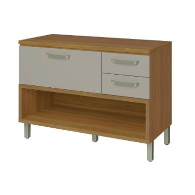 Balcão De Cozinha 1 Porta 2 Gavetas Com Caixa Organizadora 120cm Princesa Nesher Móveis Freijó-off White.