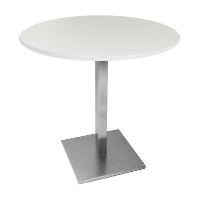 Mesa Alpha Inox 77,50 Cm (altura) Com Tampo Em Mdp Redonda 60 Cm Branco