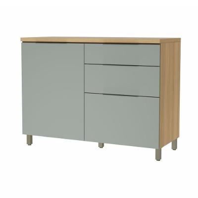 Balcão 1 Porta 3 Gavetas 120cm 100% Mdf Marquesa Nature-verde