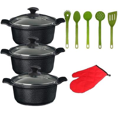 Jogo Panelas Preto Cerâmica Talher Verde Javali Aal 26A30Cm